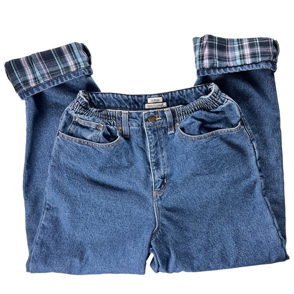 L.L. Bean Flannel Lined Original Relaxed Fit Jeans Women's Size 8 Regular - Picture 12 of 17